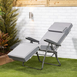 Alfresia Relaxer Chair With Grey With Luxury Thick Foam Filling, Charcoal Frame - thumbnail 2