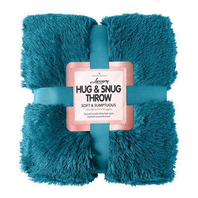 Gc Gaveno Cavailia Comfy Cuddle Throw 150X200 Cm Teal For Sofas Large Double Bed, Luxury Fuzzy Warm Faux Fur Fluffy Blanket