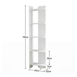 Living And Home 5 Tier Modern White Wooden Corner Bookcase Ladder Shelf Plants Stand - thumbnail 5