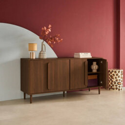 Sweeek - Vintage Walnut Wood Effect Sideboard With 4 Doors, Juliana 160X45X75 Cm - thumbnail 6