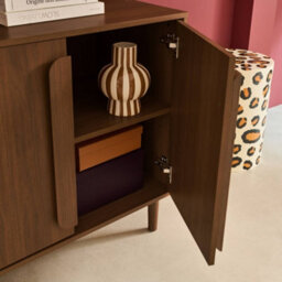 Sweeek - Vintage Walnut Wood Effect Sideboard With 4 Doors, Juliana 160X45X75 Cm - thumbnail 7