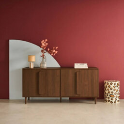 Sweeek - Vintage Walnut Wood Effect Sideboard With 4 Doors, Juliana 160X45X75 Cm - thumbnail 4