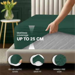 Aspire Homeware Emerald Fitted Sheet-(25Cm) Deep Hotel Quality -Breathable Fitted Bed Sheets Single (L)190Cm X (W)91Cm - thumbnail 2