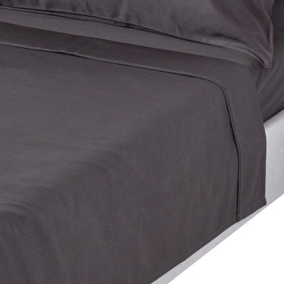 Homescapes Dark Charcoal Grey Egyptian Cotton Flat Sheet 1000 Thread Count, King Size - image 1
