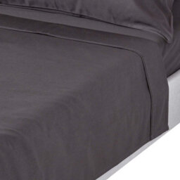 Homescapes Dark Charcoal Grey Egyptian Cotton Flat Sheet 1000 Thread Count, King Size - thumbnail 1