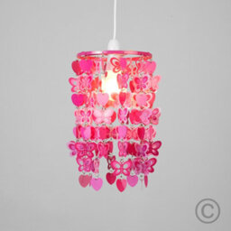 Valuelights Pink Children's Hearts And Butterflies Ceiling Light Shade (D)18Cm - thumbnail 2