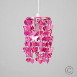 Valuelights Pink Children's Hearts And Butterflies Ceiling Light Shade (D)18Cm - thumbnail 4