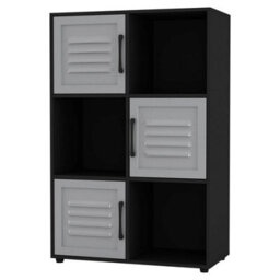 Urbn-Living 6-Cube Shelving Unit With Metal Doors - thumbnail 2