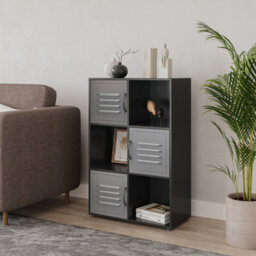 Urbn-Living 6-Cube Shelving Unit With Metal Doors - thumbnail 3
