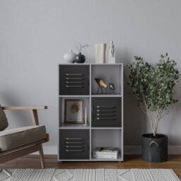 Urbn-Living 6-Cube Shelving Unit With Metal Doors - thumbnail 1