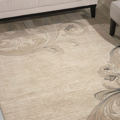 Floral Mocha Luxurious Modern Easy To Clean Living Room Bedroom & Dining Room Rug-239Cm X 320Cm