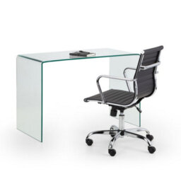 Oakham Signature Montrose Desk With Executive Calder Office Chair In Clear Glass