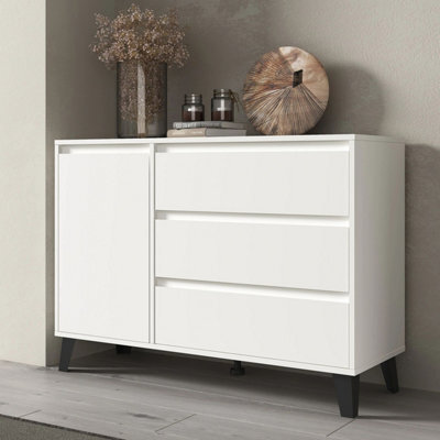 Heze Furniture Borg 3 Drawer 1 Door Modern Loft Style Sideboard - White - image 1