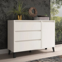Heze Furniture Borg 3 Drawer 1 Door Modern Loft Style Sideboard - White - thumbnail 2