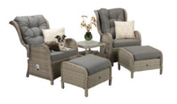 Signature Weave Meghan Wicker 2 X Reclining Chair Lounger Footstool Table Set - thumbnail 5