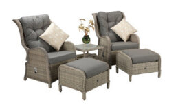 Signature Weave Meghan Wicker 2 X Reclining Chair Lounger Footstool Table Set - thumbnail 6