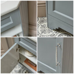 Homestylestore Light Grey 580mm Corner Bathroom Vanity Unit And Chrome T Bar Handles - thumbnail 2