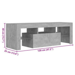 Vidaxl Tv Cabinet With Led Lights Concrete Grey 120X35X40 Cm - thumbnail 3