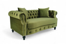Sage Green Velvet 3 + 2 Seater Chesterfield Sofa Set For Living Room Richmond - thumbnail 8