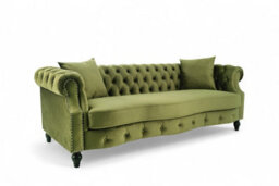 Sage Green Velvet 3 + 2 Seater Chesterfield Sofa Set For Living Room Richmond - thumbnail 4