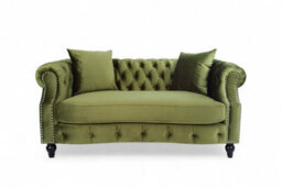 Sage Green Velvet 3 + 2 Seater Chesterfield Sofa Set For Living Room Richmond - thumbnail 7