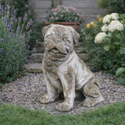 Gifts Direct 2 U Weathered Stone Pug Dog Statue For Home & Garden - thumbnail 2