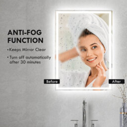 Homcom Bathroom Illuminated Mirror With 3 Colour Led Lights Defogging Film - thumbnail 6