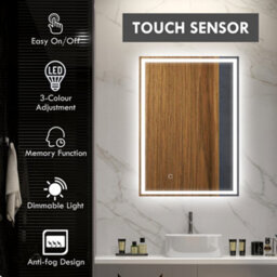 Homcom Bathroom Illuminated Mirror With 3 Colour Led Lights Defogging Film - thumbnail 4