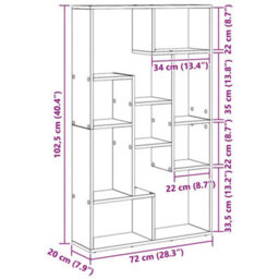 Berkfield Bookcase Artisan Oak 72X20X120 Cm Engineered Wood - thumbnail 9