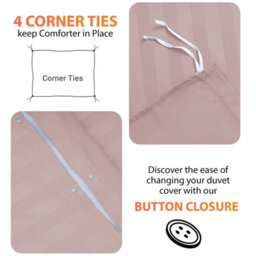 Aspire Homeware Peach Duvet Cover Complete Set, Reversible Modern Bedding Set, Double (L)200Cm X (W)200Cm - thumbnail 3