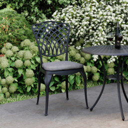 Charles Bentley Cast Aluminium Bistro Table And 2 Chairs Set Black Outdoor Table - thumbnail 2