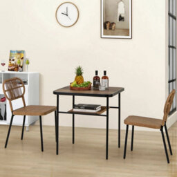 3 Piece Patio Dining Set 2 Space-Saving Wicker Breakfast Set - thumbnail 5