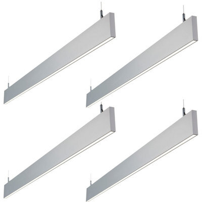 4 Pack Slim Commercial Suspension Light - 1500mm X 20mm - 40W Cool White Led - image 1