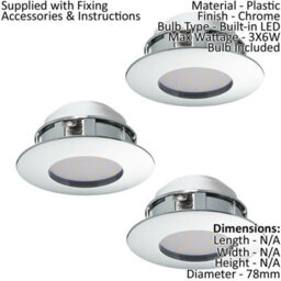 Modern Chrome Recessed Spotlight - 2 Pack And 3 Pack Options, 6W Led Ceiling Downlights - thumbnail 2
