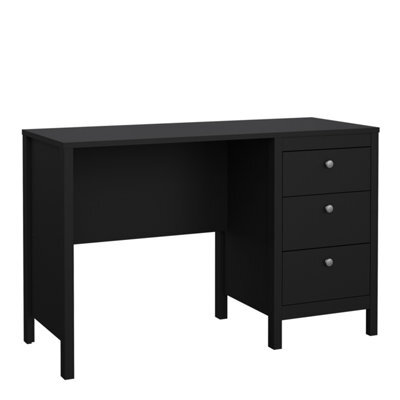 Furniture To Go Madrid Desk 3 Drawers Matt Black - image 1