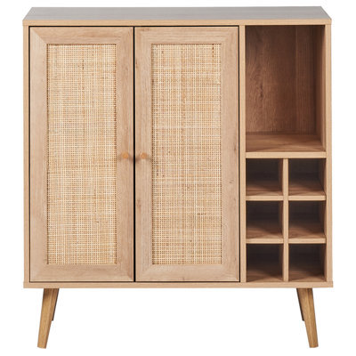 Wyld And Coco Rattanco Sideboard With 2 Wicker Doors And Built-In Wine Rack, Brown, Medium - image 1