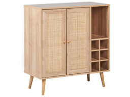 Wyld And Coco Rattanco Sideboard With 2 Wicker Doors And Built-In Wine Rack, Brown, Medium - thumbnail 3