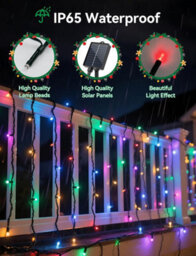 Aigostar Solar Powered Icicle Outdoor Christmas Lights 5M Rgb - thumbnail 2
