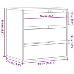 Vidaxl Corner Chest Of Drawers Artisian Oak 60X41X58 Cm Engineered Wood - thumbnail 3