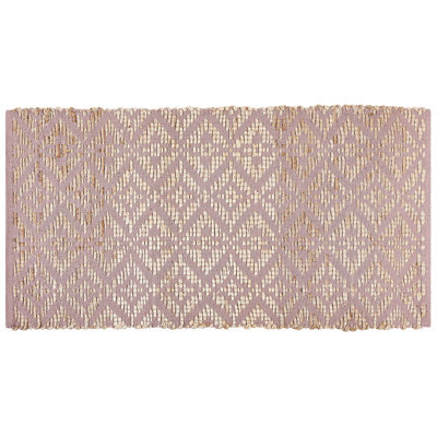 Wyld And Coco Pink Beige Geometric Area Rug 80 X 150 Cm - Handwoven Cotton And Jute Rustic Boho - image 1