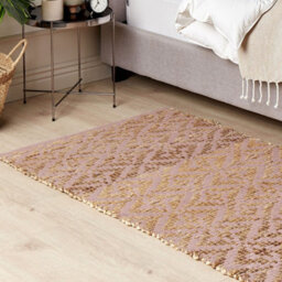 Wyld And Coco Pink Beige Geometric Area Rug 80 X 150 Cm - Handwoven Cotton And Jute Rustic Boho - thumbnail 2