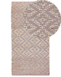 Wyld And Coco Pink Beige Geometric Area Rug 80 X 150 Cm - Handwoven Cotton And Jute Rustic Boho - thumbnail 3