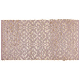 Wyld And Coco Pink Beige Geometric Area Rug 80 X 150 Cm - Handwoven Cotton And Jute Rustic Boho - thumbnail 1