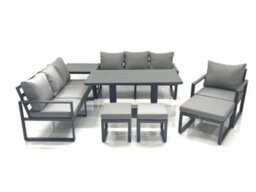 Fimous Outdoor Garden Furniture Set Aluminium Lounge Sofa Adjustable Rising Lifting Dining Table Sets With 3 Footstools Side Table - thumbnail 1