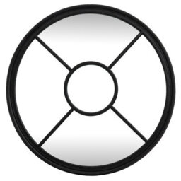 Wyld Haus Large Black Industrial Round Wooden Windowpane Mirror 1000mm - thumbnail 2