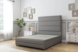 "Sloomy Monaco Pewter Dumfries Divan Bed 2 Drawers Right Side-54"" Floor Standing Headboard & 12"" Footboard 4' Small Double" - thumbnail 1