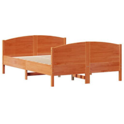 Berkfield Bed Frame Without Mattress Wax Brown 150X200 Cm King Size Solid Wood Pine - thumbnail 8