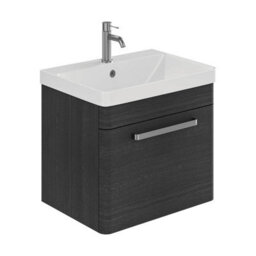 Plum&clay Emery Textured Black Wall Hung Bathroom Vanity Unit & Basin Set With Nickel Handles (W)50Cm (H)46Cm - thumbnail 1