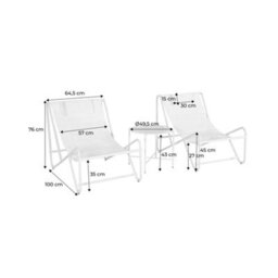 Sweeek - Set Of 2 Garden Lounge Chairs With Round Steel Table Beige 101X76X66 Cm - Salina - thumbnail 5