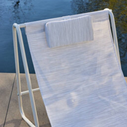 Sweeek - Set Of 2 Garden Lounge Chairs With Round Steel Table Beige 101X76X66 Cm - Salina - thumbnail 7